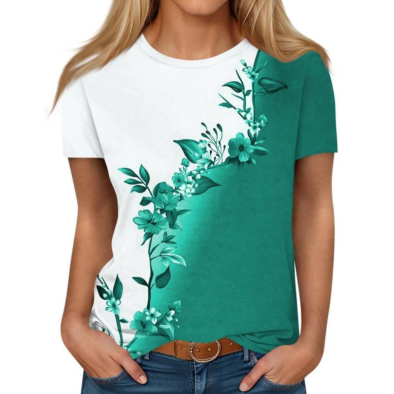 Summer Fashion Floral Color Blocked Printed Women s Round Neck Short Sleeved T-shirt S
Summer Fashion Floral Color Blocked Printed Women s Round Neck Short Sleeved T-shirt S