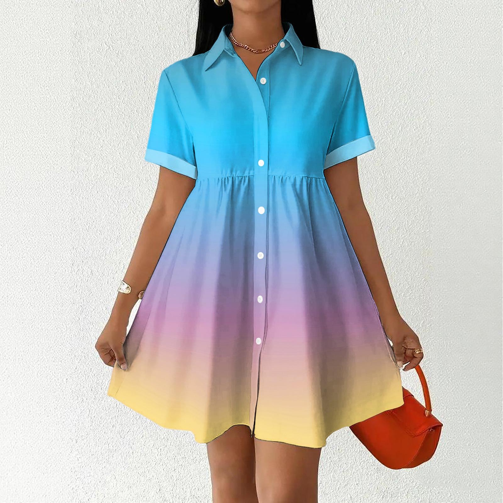 Women’s Casual Loose Fit Shirt Dress Button Down Stand Collar Short Sleeve Gradient Print Fashion Tunic Dress M рожевий
Women’s Casual Loose Fit Shirt Dress Button Down Stand Collar Short Sleeve Gradient Print Fashion Tunic Dress M рожевий