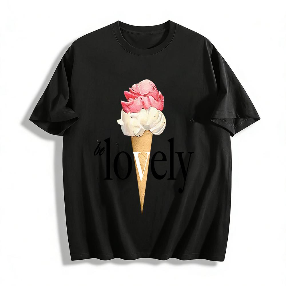 Summer Sweet Style Be Lovely Ice Cream Print T-shirt Women Casual Age-reducing Cotton Top Pure cotton T-shirt XXS
Summer Sweet Style Be Lovely Ice Cream Print T-shirt Women Casual Age-reducing Cotton Top Pure cotton T-shirt XXS