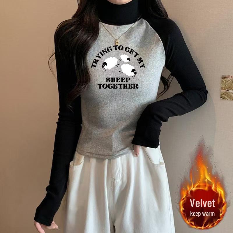 Women s Chic Slimming Raglan Color Block Velvet Long Sleeve T-Shirt with Stand-Up Collar 3XL (Recommended 72-80kg)
Women s Chic Slimming Raglan Color Block Velvet Long Sleeve T-Shirt with Stand-Up Collar 3XL (Recommended 72-80kg)