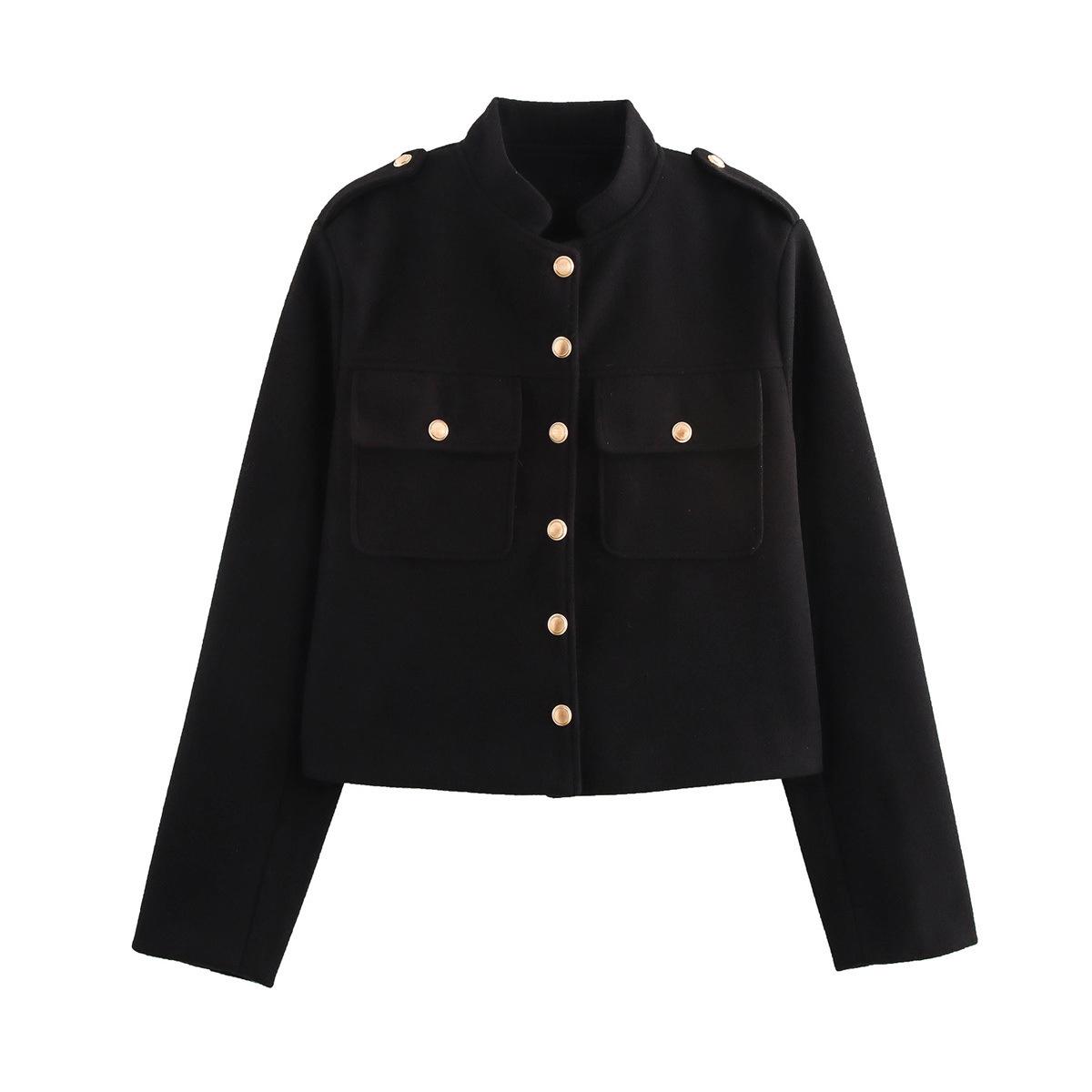European and American Women s Retro Stand Collar Double-Breasted Short Jacket M чорний
European and American Women s Retro Stand Collar Double-Breasted Short Jacket M чорний