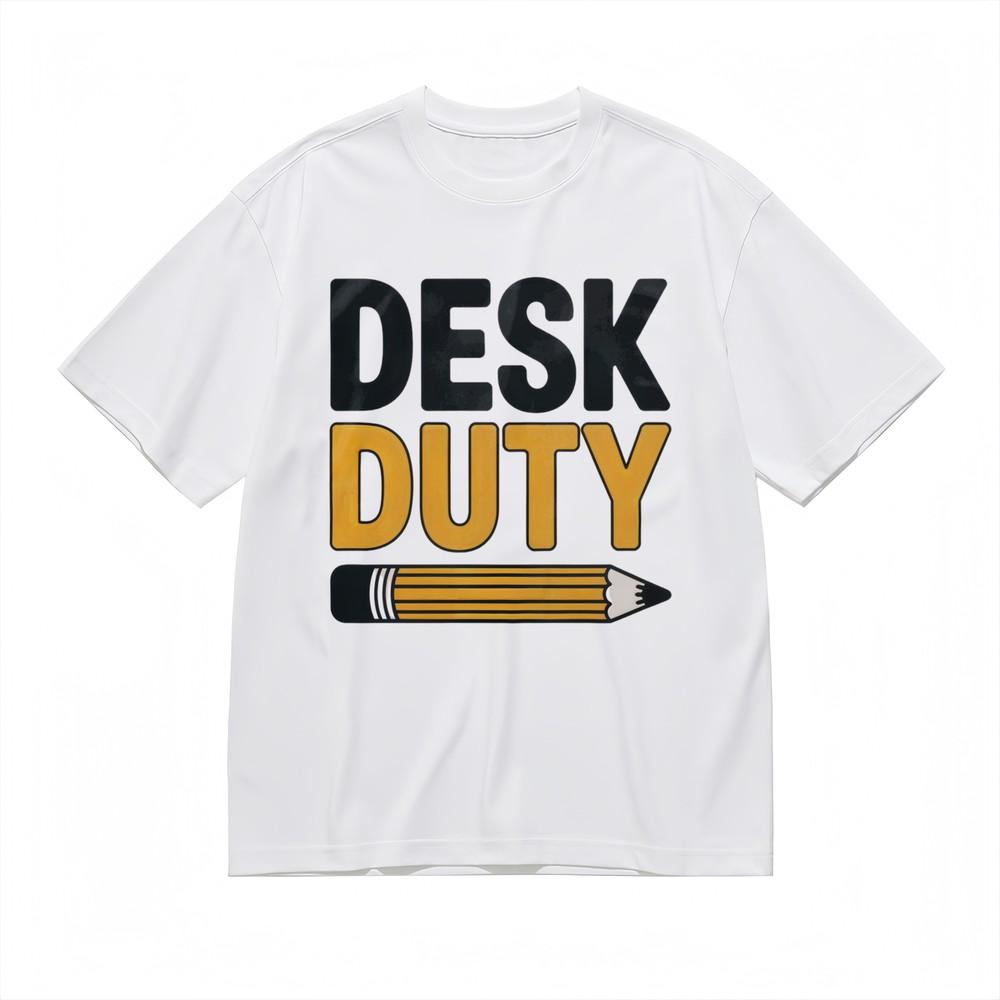 Men s T-Shirt With Desk Duty Typography Graphic Unisex White 100% Cotton Top USA S
Men s T-Shirt With Desk Duty Typography Graphic Unisex White 100% Cotton Top USA S