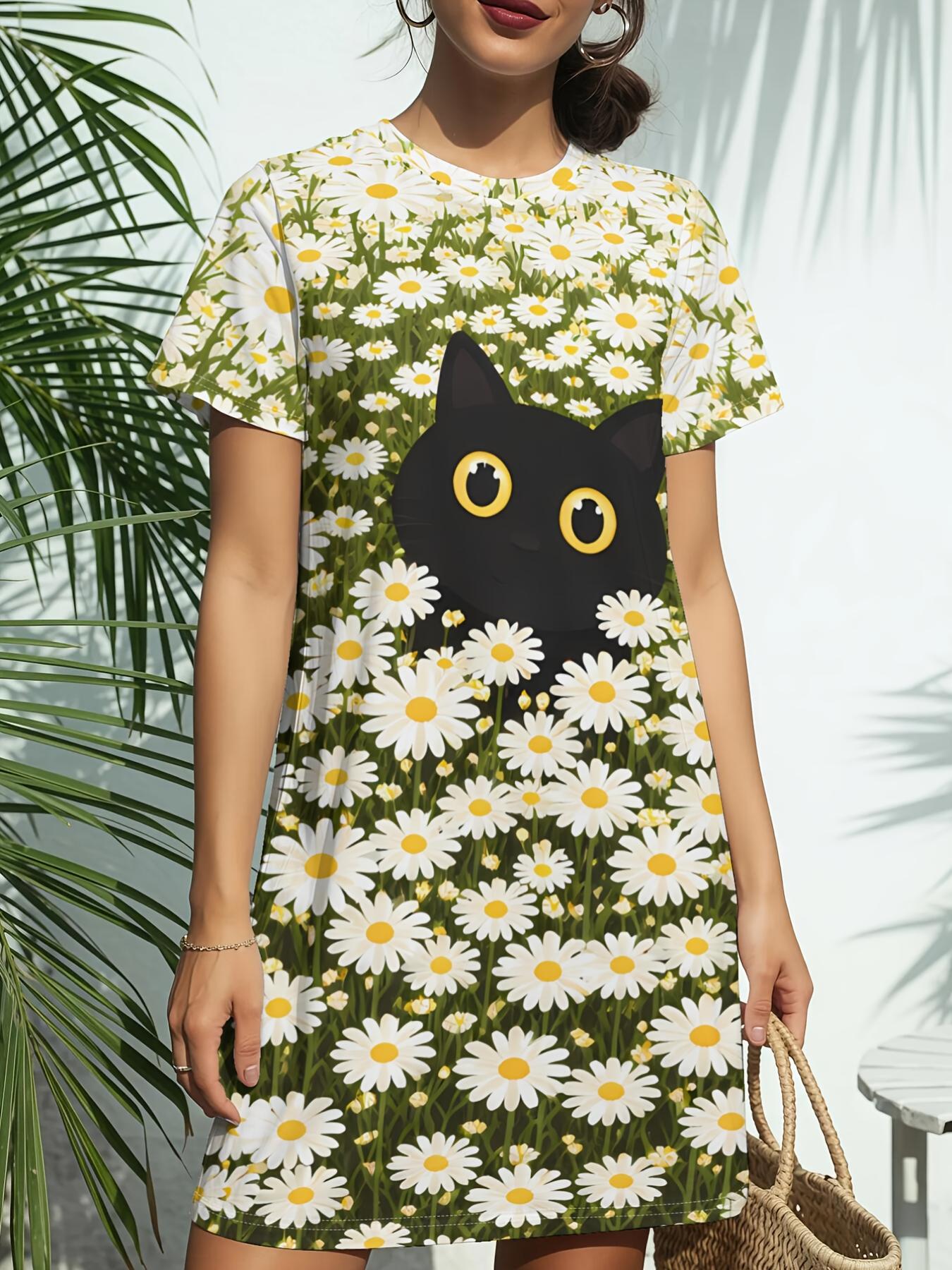 Женское платье-футболка с круглым вырезом и коротким рукавом Daisy Catnew. Трендовая цифровая печать в американском стиле. Повседневный и универсальный для весны и лета. Элегантный XL дубильная кора
Женское платье-футболка с круглым вырезом и коротким рукавом Daisy Catnew. Трендовая цифровая печать в американском стиле. Повседневный и универсальный для весны и лета. Элегантный XL дубильная кора