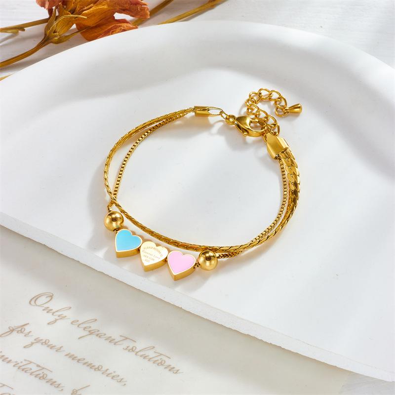 18K Gold Plated Double Layer Herringbone Bracelet with Enamel Heart Charms, Dainty Colorful Heart Bracelet, Adjustable Cute Jewelry for Women Gift золотий
18K Gold Plated Double Layer Herringbone Bracelet with Enamel Heart Charms, Dainty Colorful Heart Bracelet, Adjustable Cute Jewelry for Women Gift золотий