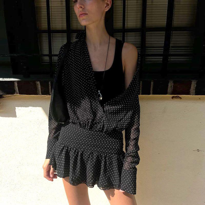 Французский стиль Ретро Темперамент Лацкан Двубортный В горошек Рубашки Платье с длинным рукавом Женщины Плиссированная талия Облегающее Похудение А-силуэт Короткое платье Black L
Французский стиль Ретро Темперамент Лацкан Двубортный В горошек Рубашки Платье с длинным рукавом Женщины Плиссированная талия Облегающее Похудение А-силуэт Короткое платье Black L