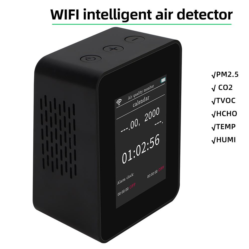 WIFI Smart Air Quality Tester Multi-function Air Detector PM2.5 CO2 TVOC HOHO Temp Humidity Monitor CO2 Detection By App Control чорний
WIFI Smart Air Quality Tester Multi-function Air Detector PM2.5 CO2 TVOC HOHO Temp Humidity Monitor CO2 Detection By App Control чорний
