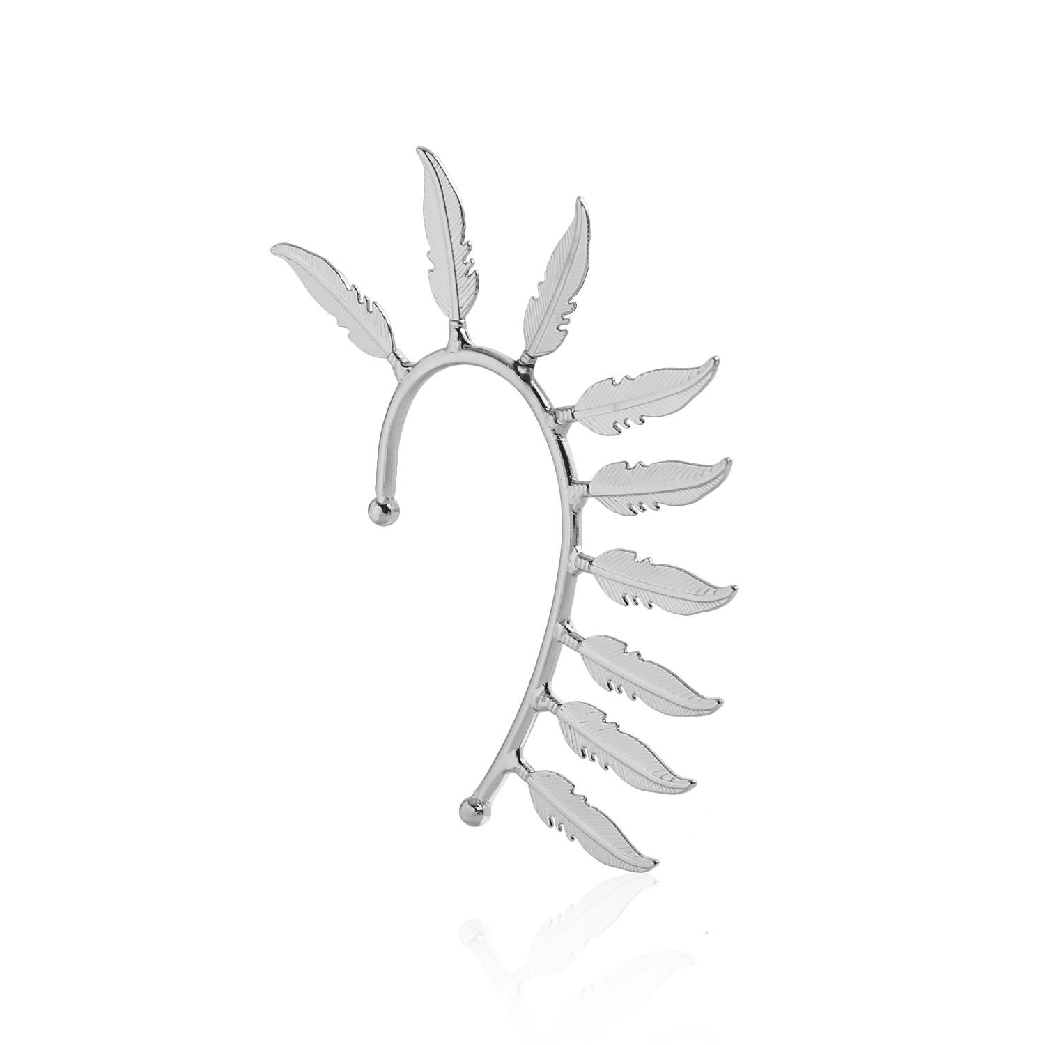 Metal feather ear hanging, integrated ear clips without ear piercings, exaggerated design earrings
Metal feather ear hanging, integrated ear clips without ear piercings, exaggerated design earrings