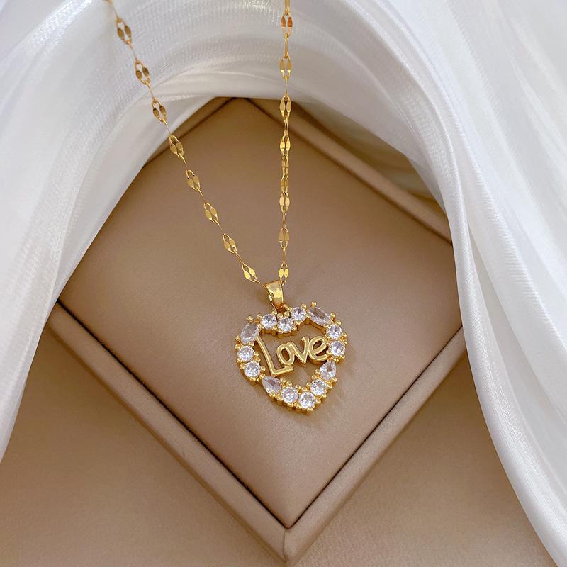 Luxury Shiny Zircon Heart Love Letter Pendant Necklace for Women Gold Color Stainless Steel Chain Jewelry Accessories Gifts
Luxury Shiny Zircon Heart Love Letter Pendant Necklace for Women Gold Color Stainless Steel Chain Jewelry Accessories Gifts