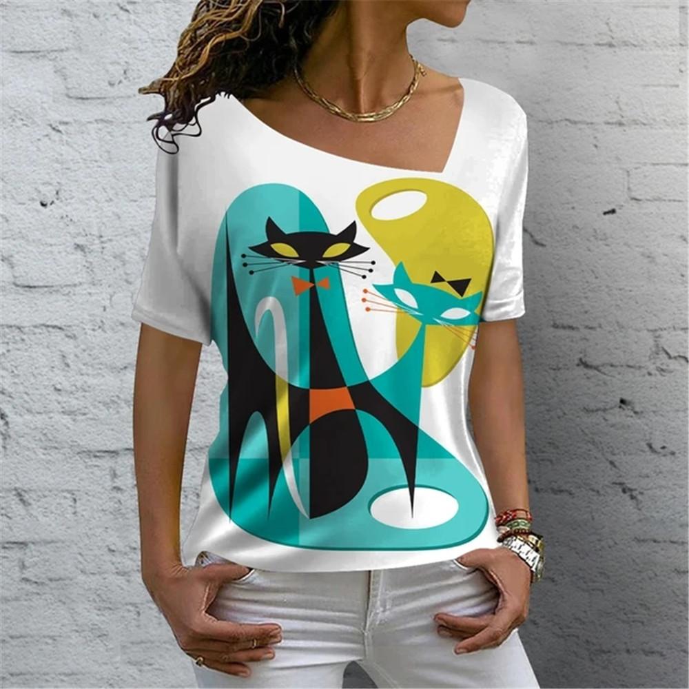Женская футболка с цифровым 3D принтом мультяшного кота, летняя повседневная летняя повседневная футболка с коротким рукавом с косым воротником, персонализированные женские топы, одежда 8XL
Женская футболка с цифровым 3D принтом мультяшного кота, летняя повседневная летняя повседневная футболка с коротким рукавом с косым воротником, персонализированные женские топы, одежда 8XL