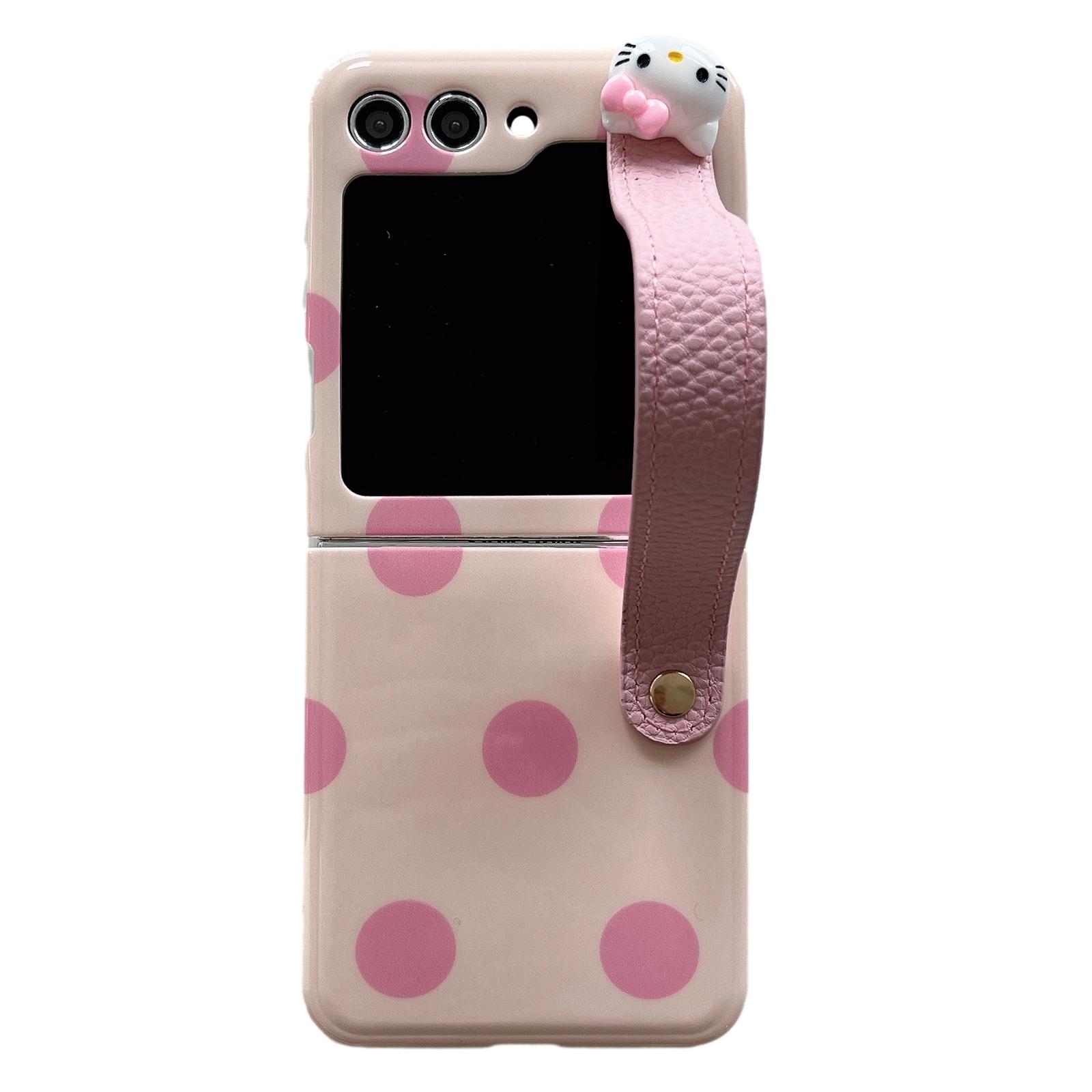 For Samsung Galaxy Z Flip5 5G PC Phone Shell Dot Design Slim Phone Case with Strap Pink
For Samsung Galaxy Z Flip5 5G PC Phone Shell Dot Design Slim Phone Case with Strap Pink