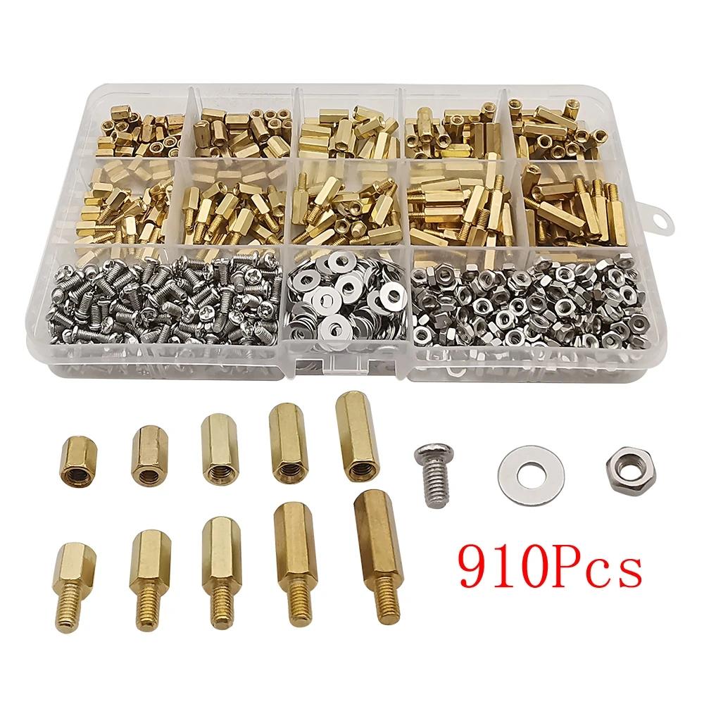 910Pcs set M3 Male Female Hex Brass Standoff Spacer Kit with Screw Nut and Washer pcb motherboard standoff Assortment
910Pcs set M3 Male Female Hex Brass Standoff Spacer Kit with Screw Nut and Washer pcb motherboard standoff Assortment