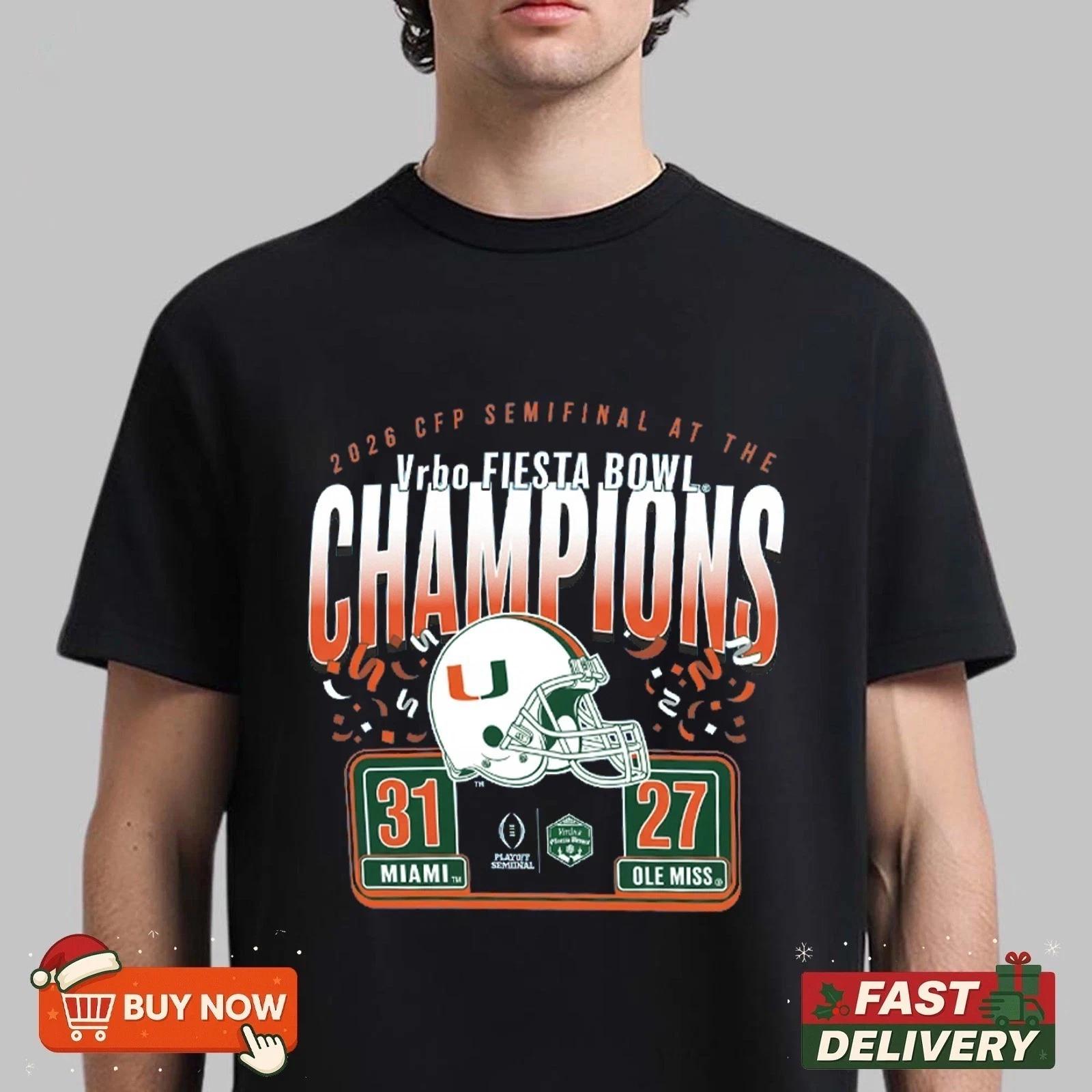 Miami Hurricanes 2026 Vrbo Fiesta Bowl Champions TShirt 2XL
Miami Hurricanes 2026 Vrbo Fiesta Bowl Champions TShirt 2XL