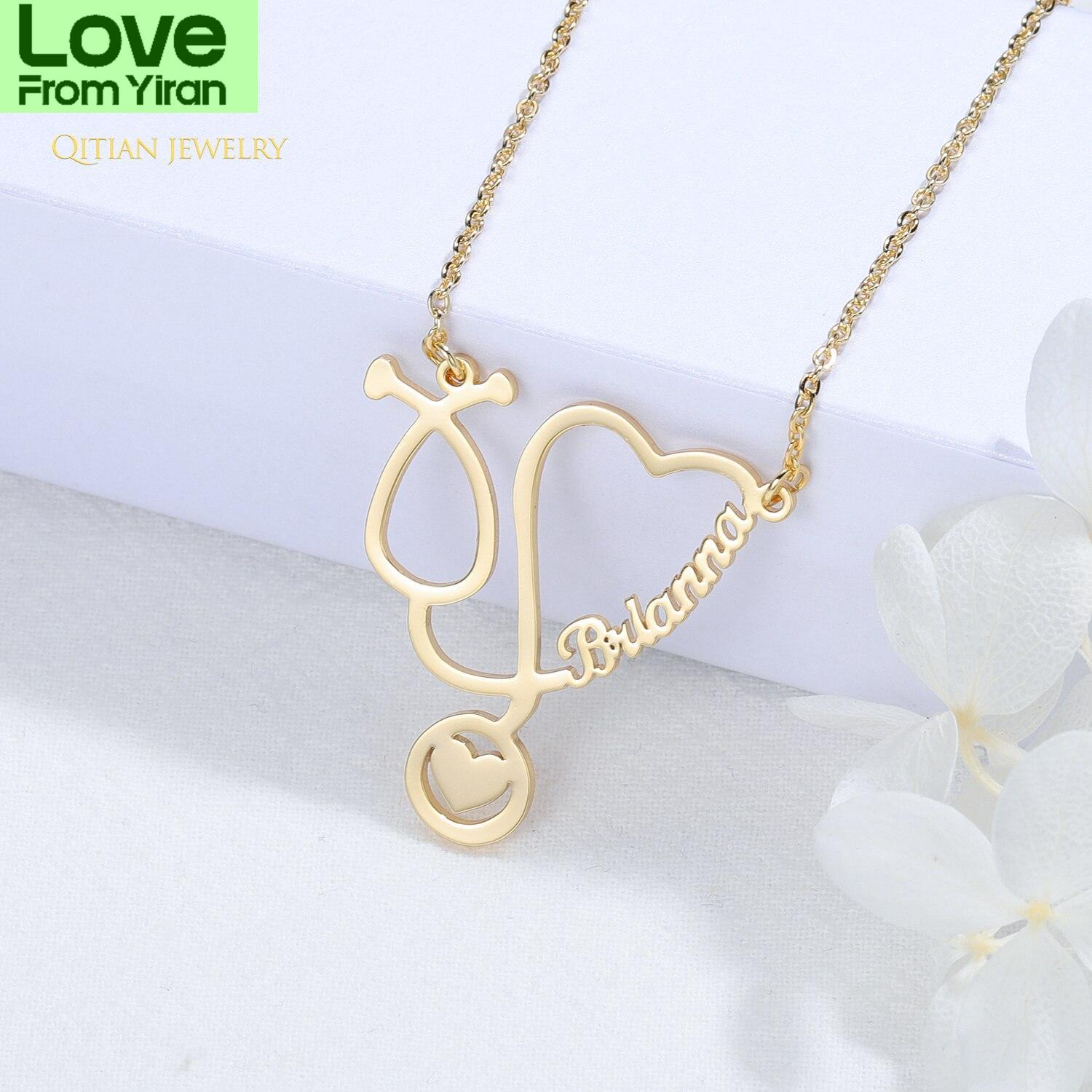 Персонализированное именное ожерелье для женщин из нержавеющей стали, персонализированное золотое ожерелье с подвеской в виде стетоскопа для подарка врачу
Персонализированное именное ожерелье для женщин из нержавеющей стали, персонализированное золотое ожерелье с подвеской в виде стетоскопа для подарка врачу