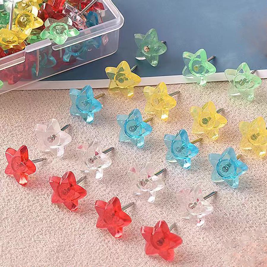 100 Colored Transparent Pentagonal Star Pushpins with Large Heads
100 Colored Transparent Pentagonal Star Pushpins with Large Heads