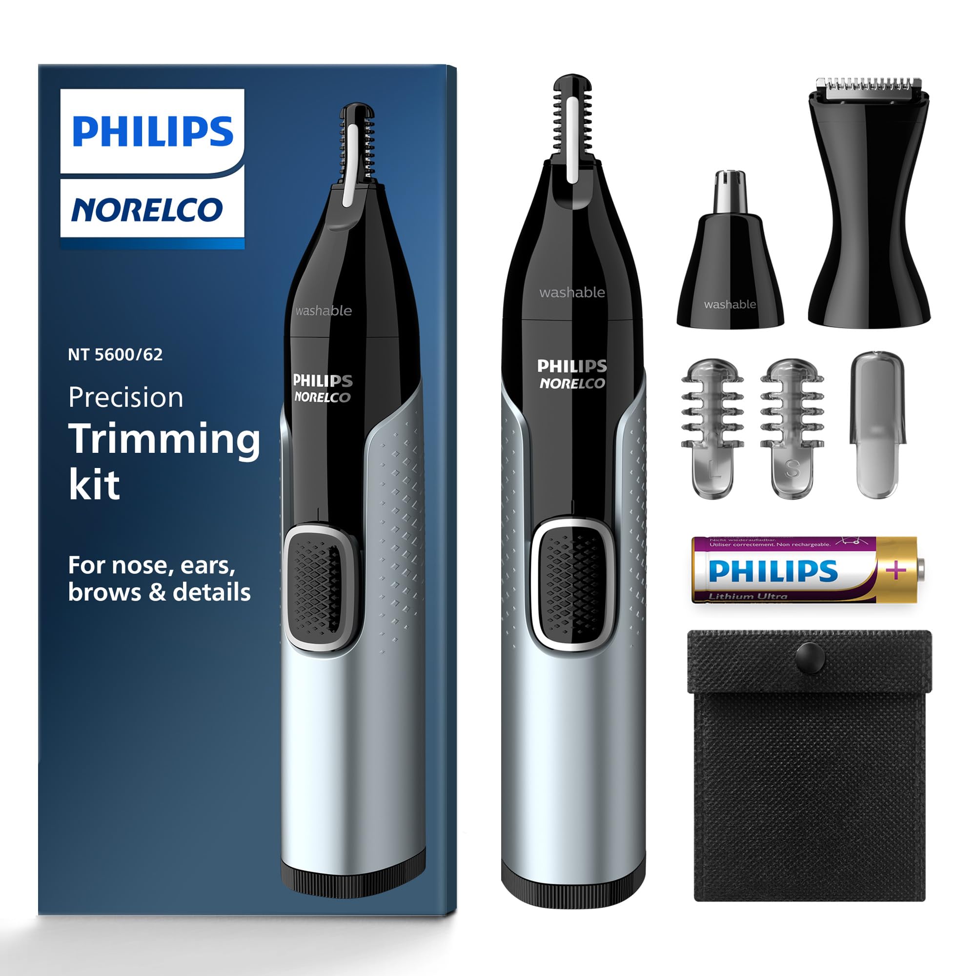 Philips Norelco Nose Trimmer 5000 Trimming Kit Nose/Ear/Eyebrow NT5600/62
Philips Norelco Nose Trimmer 5000 Trimming Kit Nose/Ear/Eyebrow NT5600/62
