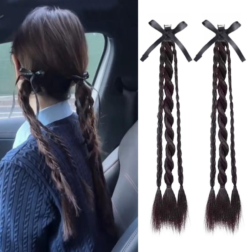 WTB 2pc Ribbon Twisted Braided Synthetic Wig Women s College Style Bow Black Ribbon Style Twisted Braided Ponytail Wig 45CM
WTB 2pc Ribbon Twisted Braided Synthetic Wig Women s College Style Bow Black Ribbon Style Twisted Braided Ponytail Wig 45CM
