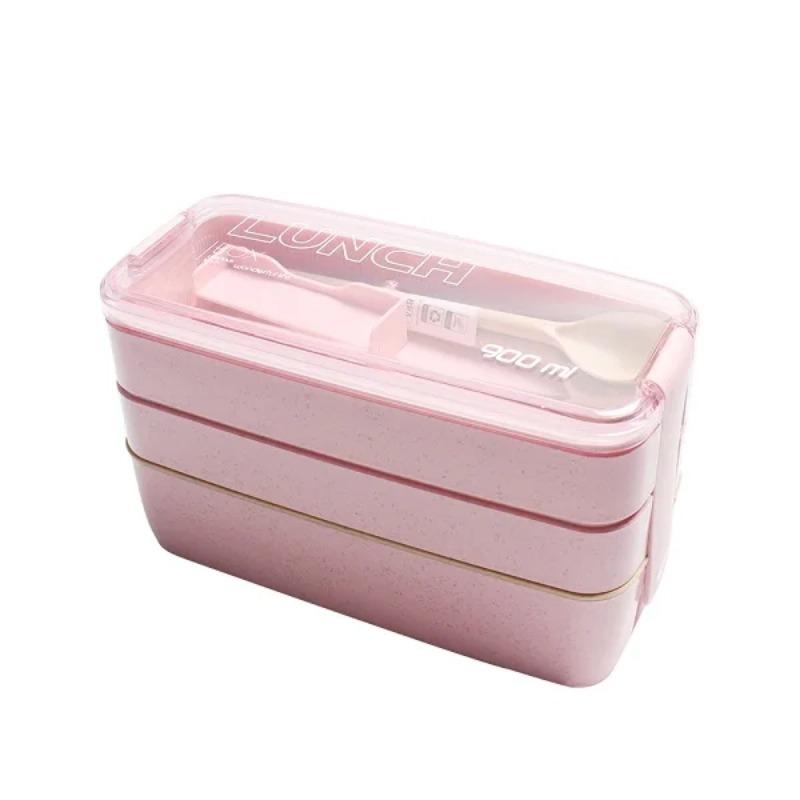 900ML Healthy Life Wheat Straw 3 Layers Lunch Box with Spoon Fork Microwave Japanese Food Container Preservation Box 3&900ml рожевий
900ML Healthy Life Wheat Straw 3 Layers Lunch Box with Spoon Fork Microwave Japanese Food Container Preservation Box 3&900ml рожевий