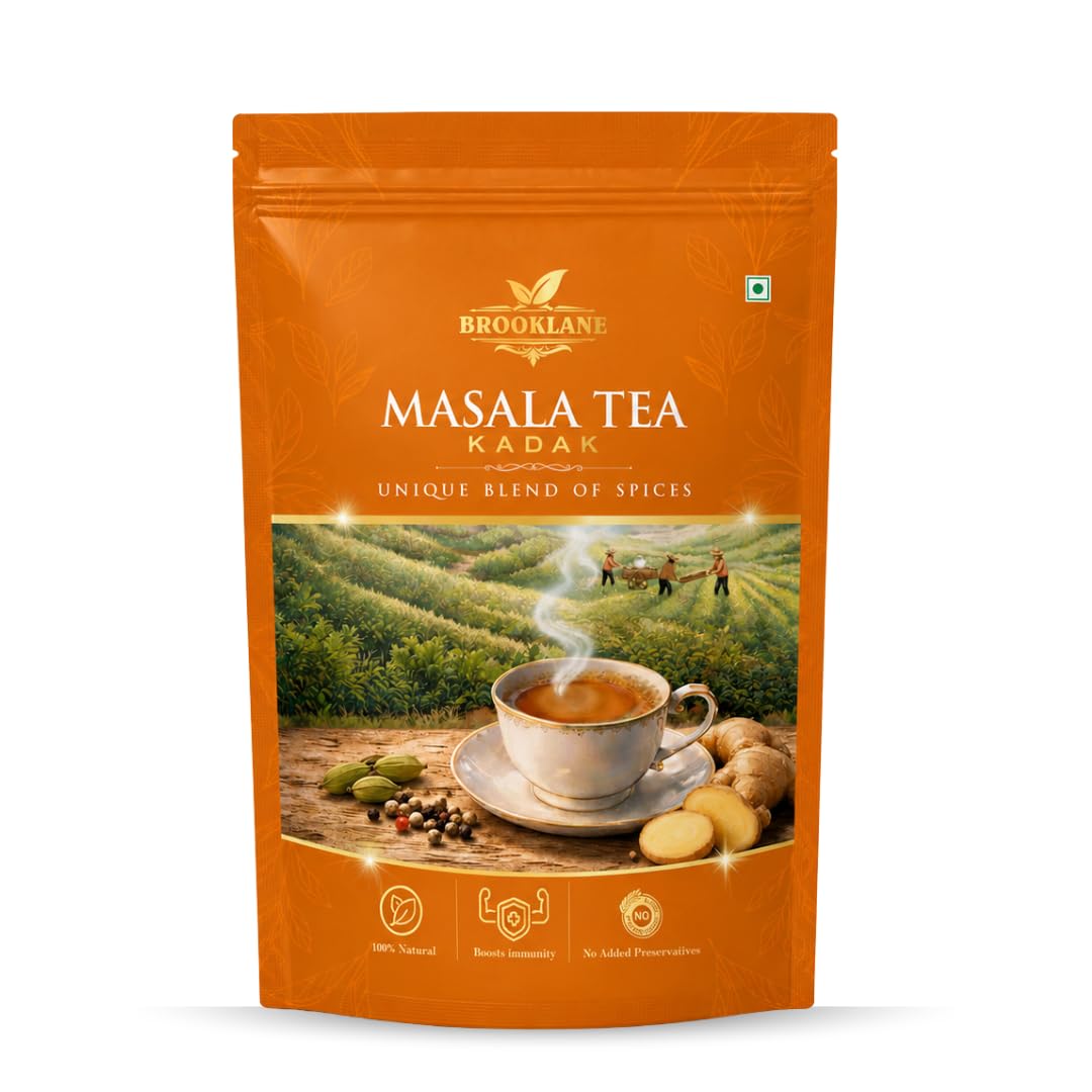Brooklane Masala Chai 250gm | 100% Organic Coonoor Tea with the Goodness of Cinnamon, Cardamom, Dry Ginger and Black Pepper | Premium Hand Picked L
Brooklane Masala Chai 250gm | 100% Organic Coonoor Tea with the Goodness of Cinnamon, Cardamom, Dry Ginger and Black Pepper | Premium Hand Picked L