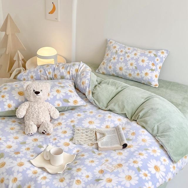 Зимний комплект из четырех предметов из молочного бархата с принтом, комплект из утолщенного и теплого молочного бархата, двухсторонняя бархатная простыня и пододеяльник. 2.0m bed sheet 4pcs