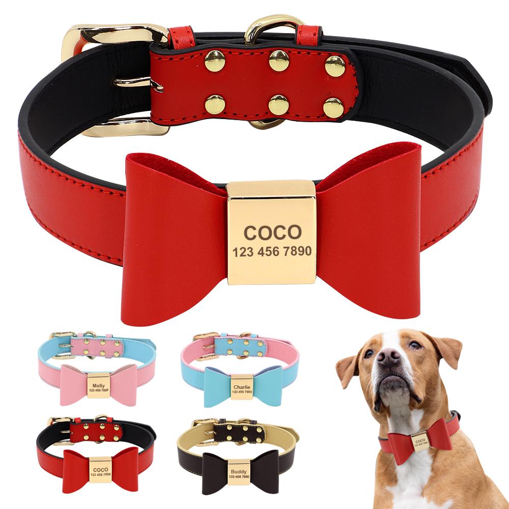 Custom PU Leather Dog Collar Soft Bowknot Pet Collars Engraved Name Puppy Cat Necklace Anti-lost for Small Medium Large Dogs Pug XS
Custom PU Leather Dog Collar Soft Bowknot Pet Collars Engraved Name Puppy Cat Necklace Anti-lost for Small Medium Large Dogs Pug XS