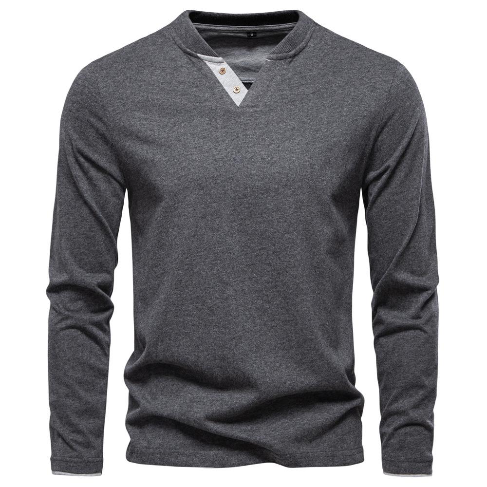 New Autumn Men S Fashion Solid Color Long-Sleeve V-Neck Casual Cotton T-Shirt EUR 2XL темно-сірий
New Autumn Men S Fashion Solid Color Long-Sleeve V-Neck Casual Cotton T-Shirt EUR 2XL темно-сірий