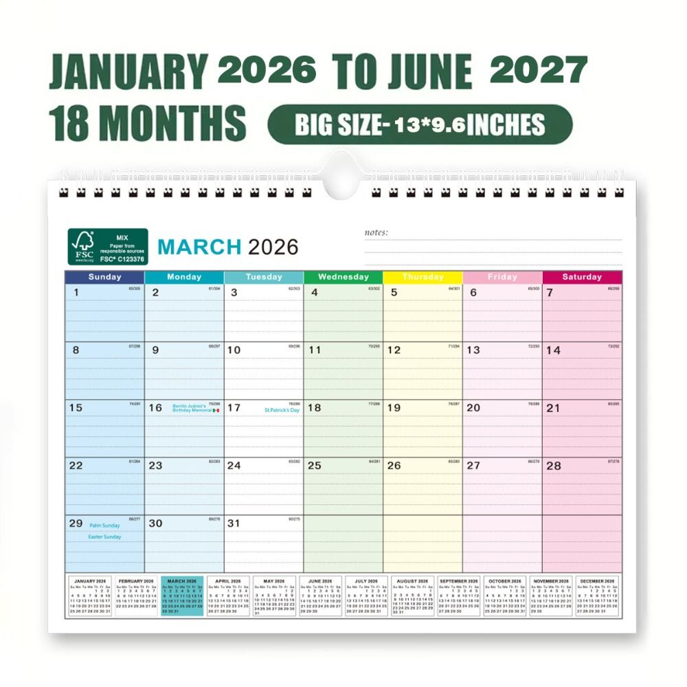 Holidays Marked Wall Calendar Thick Paper Hanging Calendar Colorful English Calendar Home
Holidays Marked Wall Calendar Thick Paper Hanging Calendar Colorful English Calendar Home