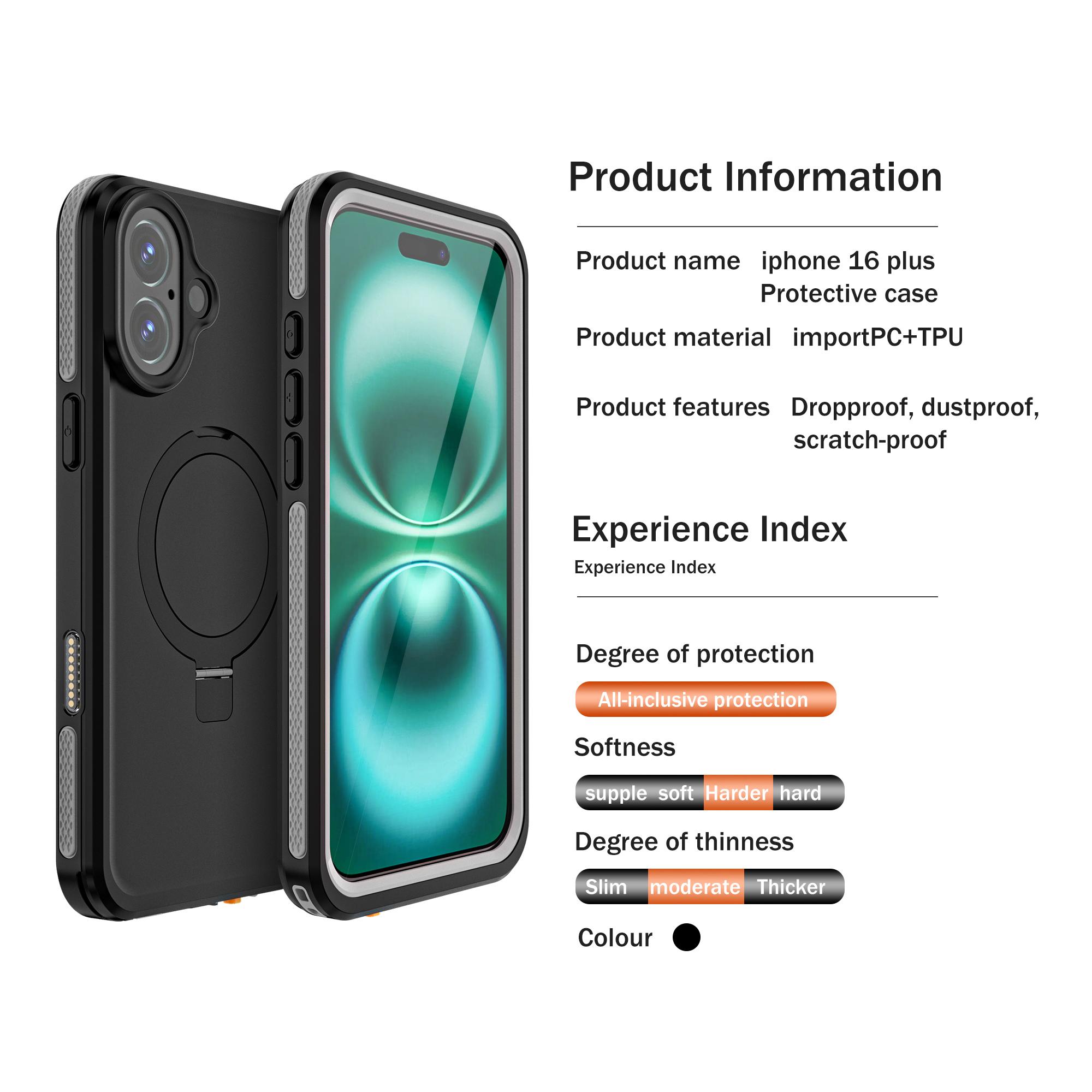 REDPEPPER IP68 Waterproof Case For iPhone 16 Plus Phone Back Cover Kickstand Compatible with MagSafe Style A
REDPEPPER IP68 Waterproof Case For iPhone 16 Plus Phone Back Cover Kickstand Compatible with MagSafe Style A