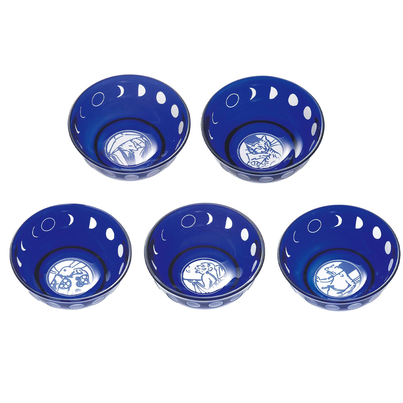 Otsuka Glass Moon Viewing Small Glass Bowls, Set of 5, Approx. 8cm, Choju Giga Moon Phase Design, Blue Lapis Lazuli, Made in Japan, 13-160-5
Otsuka Glass Moon Viewing Small Glass Bowls, Set of 5, Approx. 8cm, Choju Giga Moon Phase Design, Blue Lapis Lazuli, Made in Japan, 13-160-5