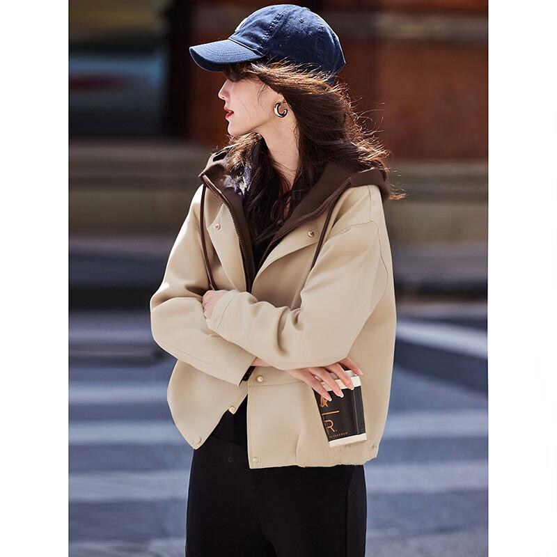 Women s Color Block Faux Two-Piece Hooded Short Jacket XL
Women s Color Block Faux Two-Piece Hooded Short Jacket XL