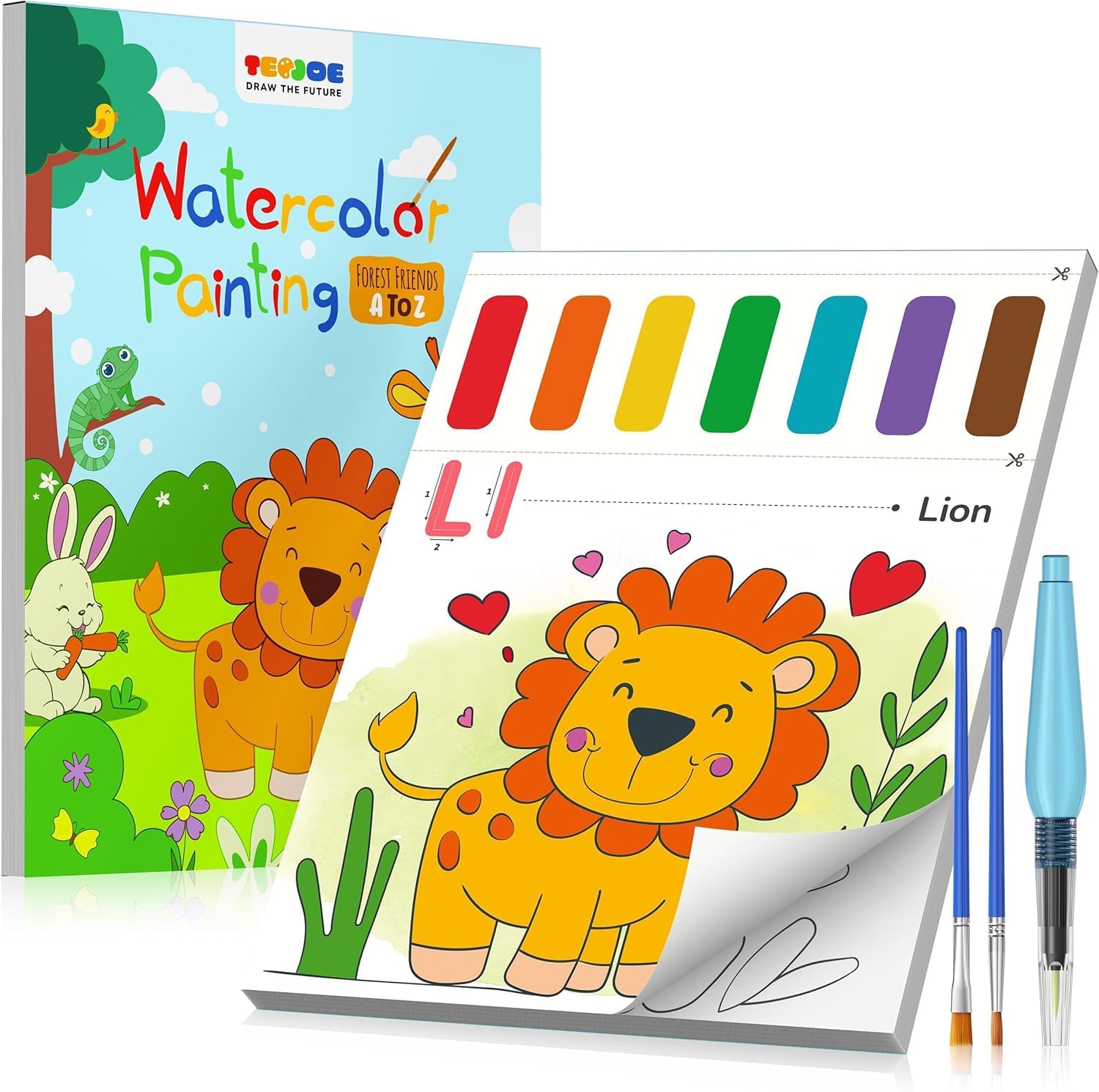 TECJOE Water Coloring Book 26 Pages Thick Paper Includes 3 Brushes Watercolor Paper Drawing Educational Toy Animal Theme Ages 4-11 Christmas Birthday
TECJOE Water Coloring Book 26 Pages Thick Paper Includes 3 Brushes Watercolor Paper Drawing Educational Toy Animal Theme Ages 4-11 Christmas Birthday