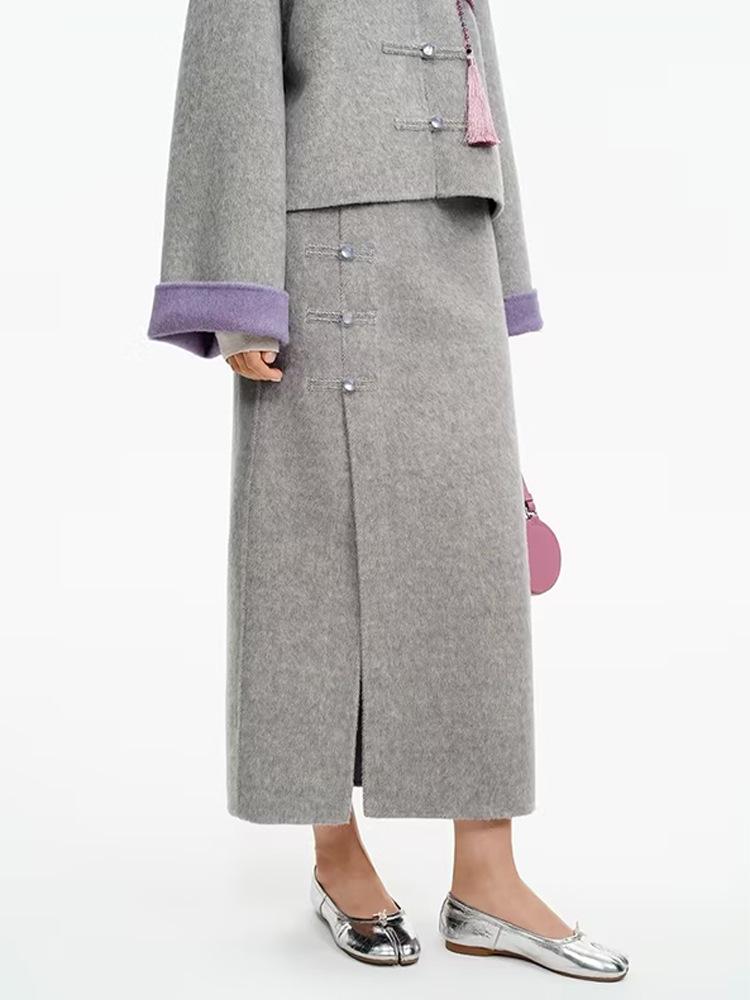 Wen Jiu Chinese Style Stand Collar Wool Coat with Frog Buttons & Elegant Straight Split Hem Skirt Small
Wen Jiu Chinese Style Stand Collar Wool Coat with Frog Buttons & Elegant Straight Split Hem Skirt Small