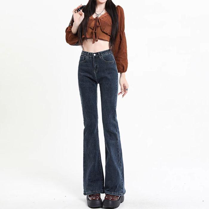 Женские джинсы клеш ретро светло-голубого цвета с высокой посадкой - Маленький размер, стрейч, облегающие XXL
Женские джинсы клеш ретро светло-голубого цвета с высокой посадкой - Маленький размер, стрейч, облегающие XXL