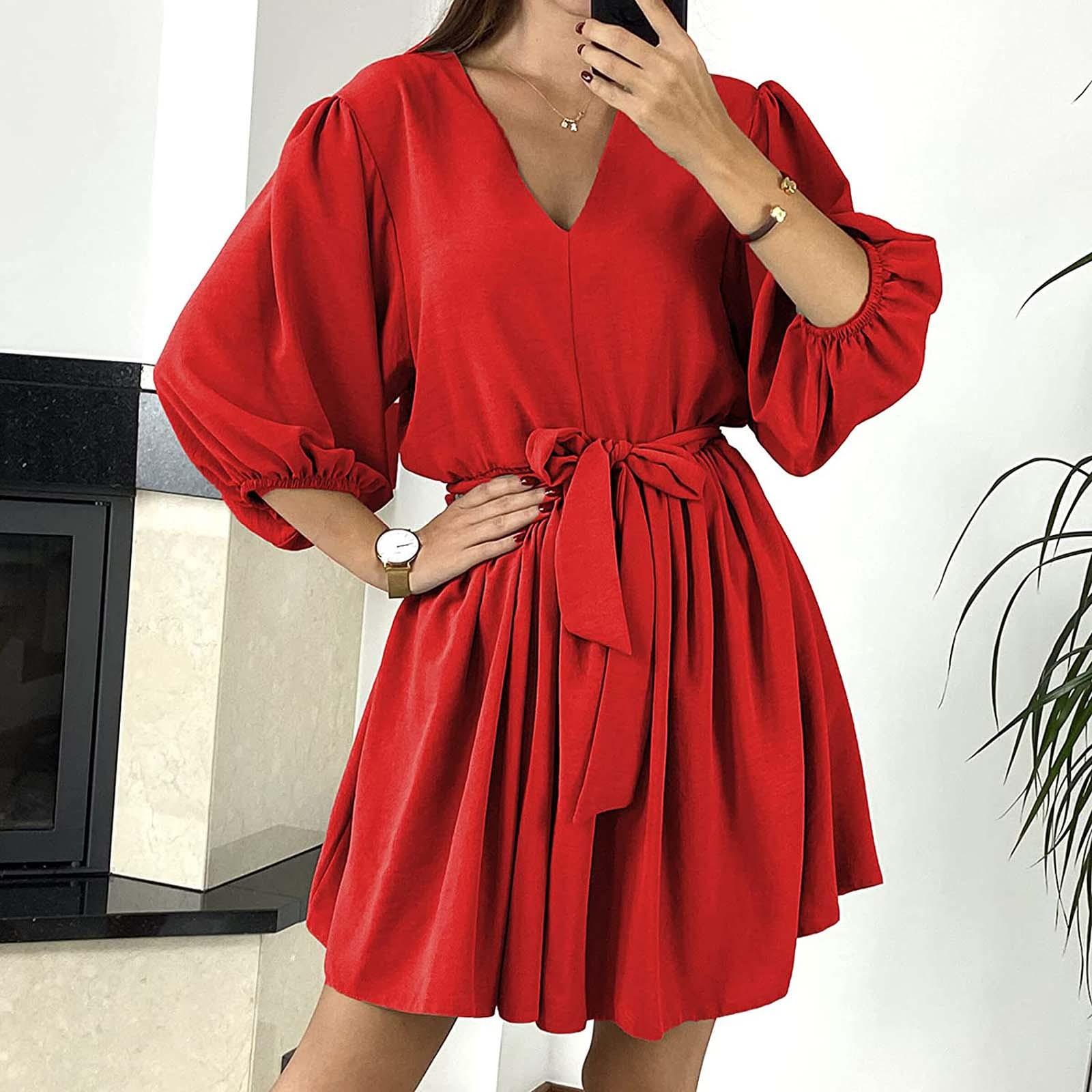 Fashion Women s V-neck Straps Color Sexy Seven-point Sleeve Dress L красный
Fashion Women s V-neck Straps Color Sexy Seven-point Sleeve Dress L красный