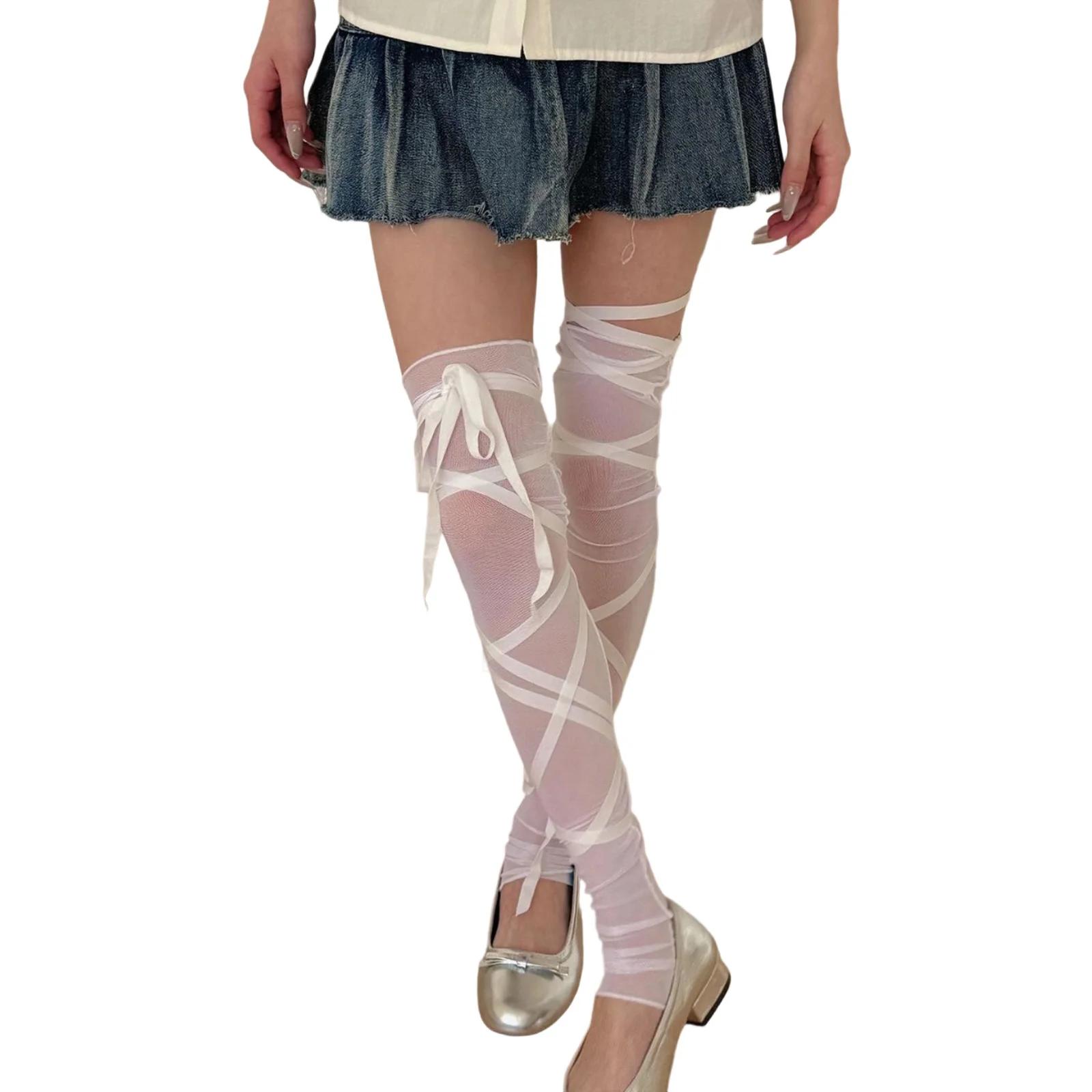 Tie-up Thigh-high Leg Warmers Stockings Women Girls Ballet Sheer Long Socks Lolita Kawaii Breathable Thin Long Socks One Size
Tie-up Thigh-high Leg Warmers Stockings Women Girls Ballet Sheer Long Socks Lolita Kawaii Breathable Thin Long Socks One Size