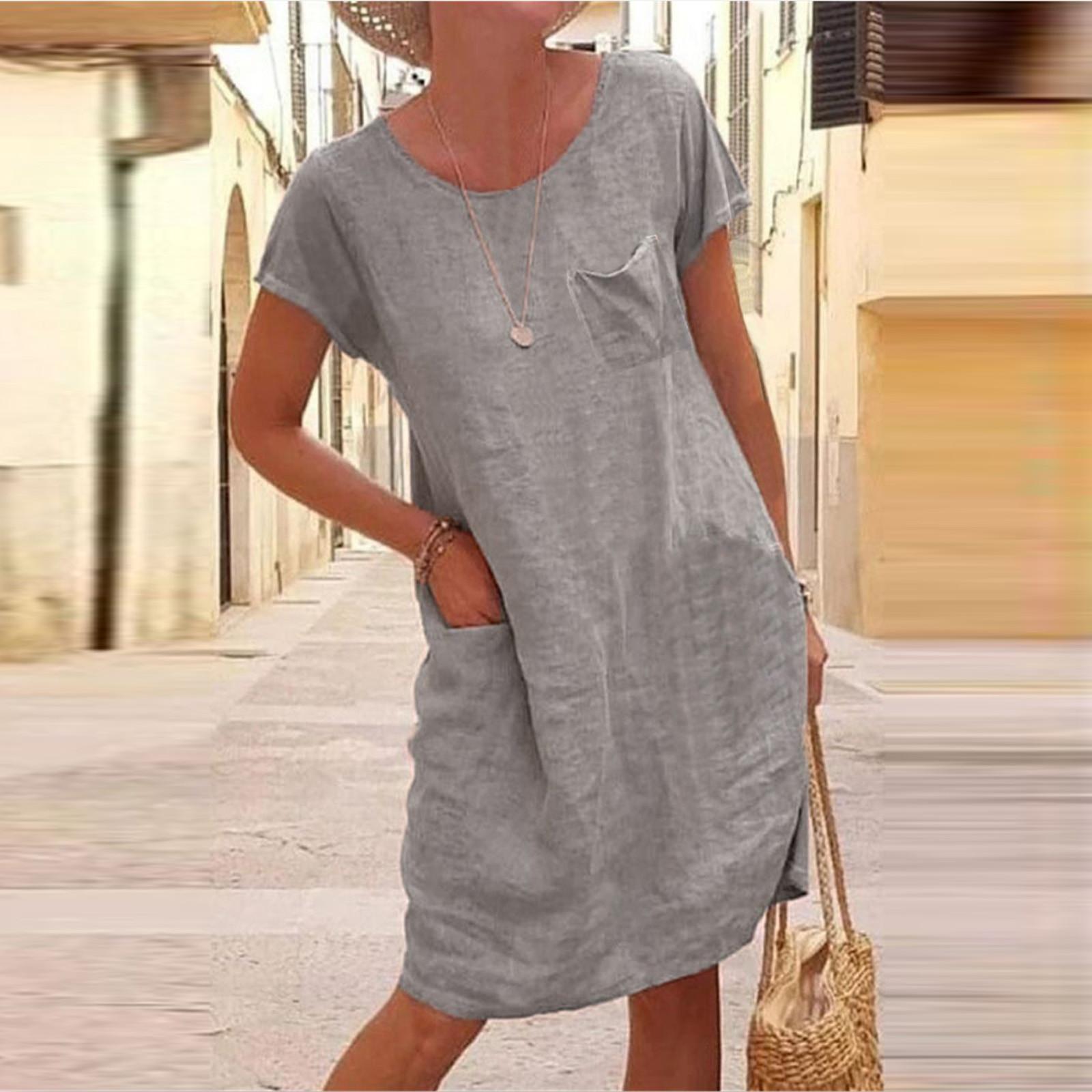 Модные повседневные женские платья с коротким рукавом из хлопка и льна XL
Модные повседневные женские платья с коротким рукавом из хлопка и льна XL