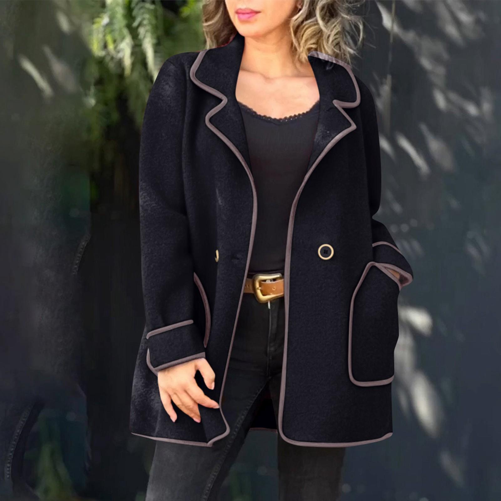 Женское повседневное модное однотонное пальто с длинными рукавами и воротником из шерстяной ткани L чёрный
Женское повседневное модное однотонное пальто с длинными рукавами и воротником из шерстяной ткани L чёрный