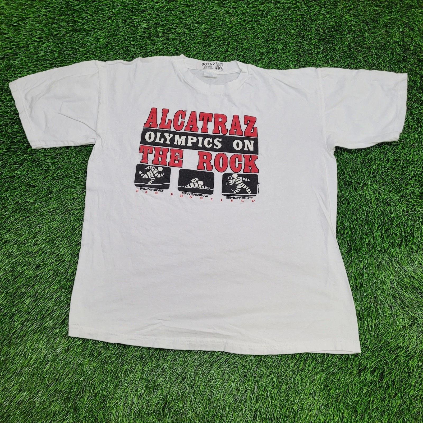 Vintage Funny Alcatraz Shirt L/XL 23x26 White S
Vintage Funny Alcatraz Shirt L/XL 23x26 White S