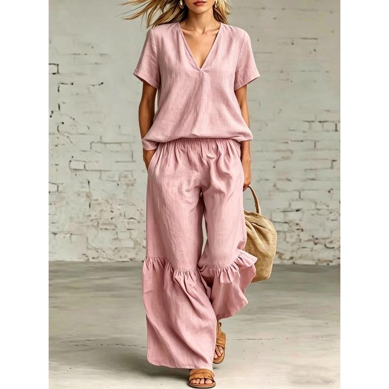 TIFICY Women s Fashion Casual Summer Spring Solid Color Print Short Sleeve V-Neck Trousers Pants Suits XXXXXL рожевий
TIFICY Women s Fashion Casual Summer Spring Solid Color Print Short Sleeve V-Neck Trousers Pants Suits XXXXXL рожевий