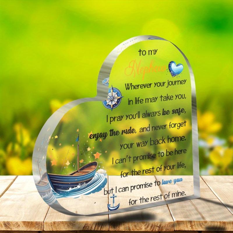 2D FlatHeart-Shaped Acrylic Decoration Plaque, Birthday & Graduation Gift for Nephew, Nautical Design, Suitable for wall decoration, porch, room, vill 1pc
2D FlatHeart-Shaped Acrylic Decoration Plaque, Birthday & Graduation Gift for Nephew, Nautical Design, Suitable for wall decoration, porch, room, vill 1pc