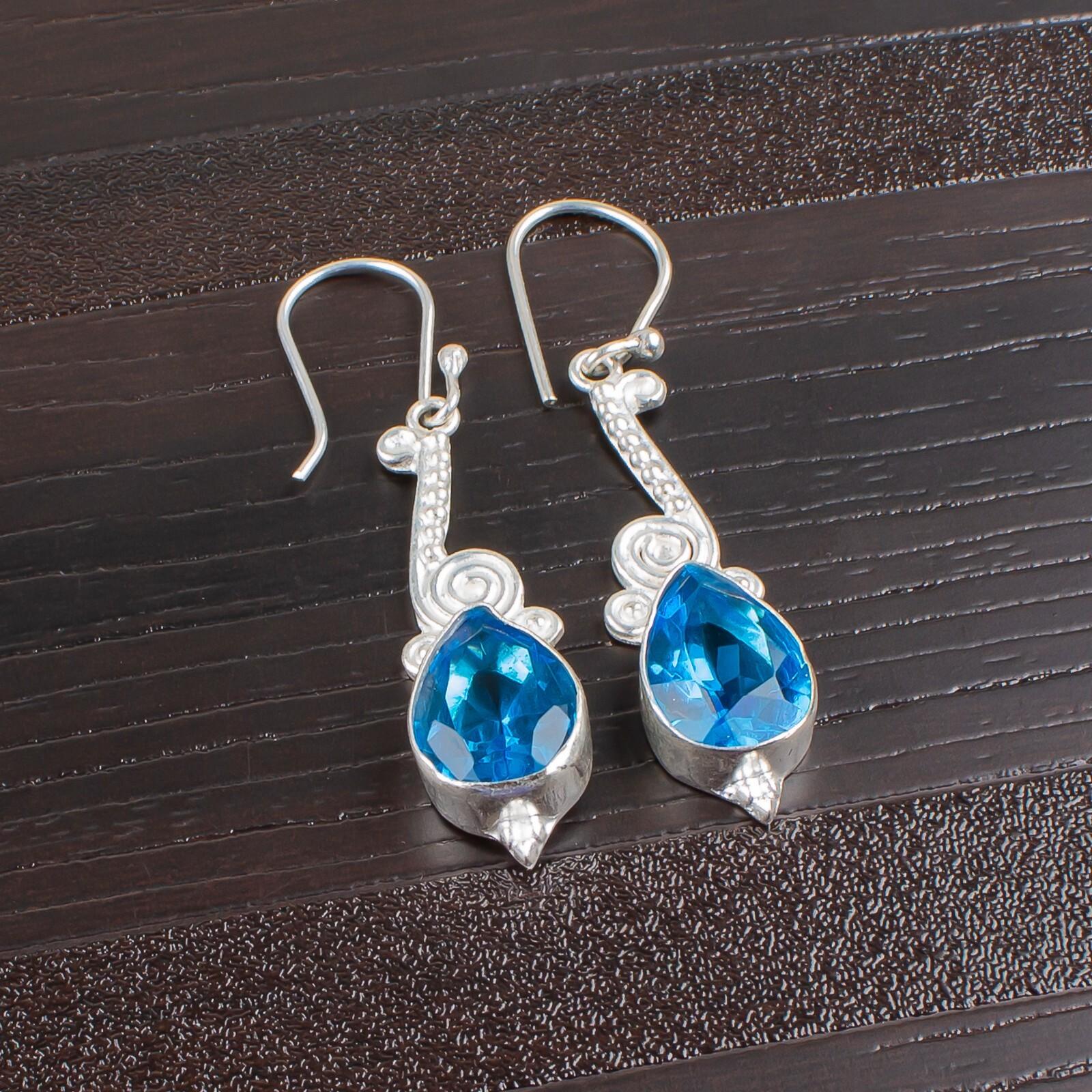 Natural Swiss Blue Topaz Gemstone 925 Sterling Silver Handmade Jewelry Earrings EE-37-8
Natural Swiss Blue Topaz Gemstone 925 Sterling Silver Handmade Jewelry Earrings EE-37-8
