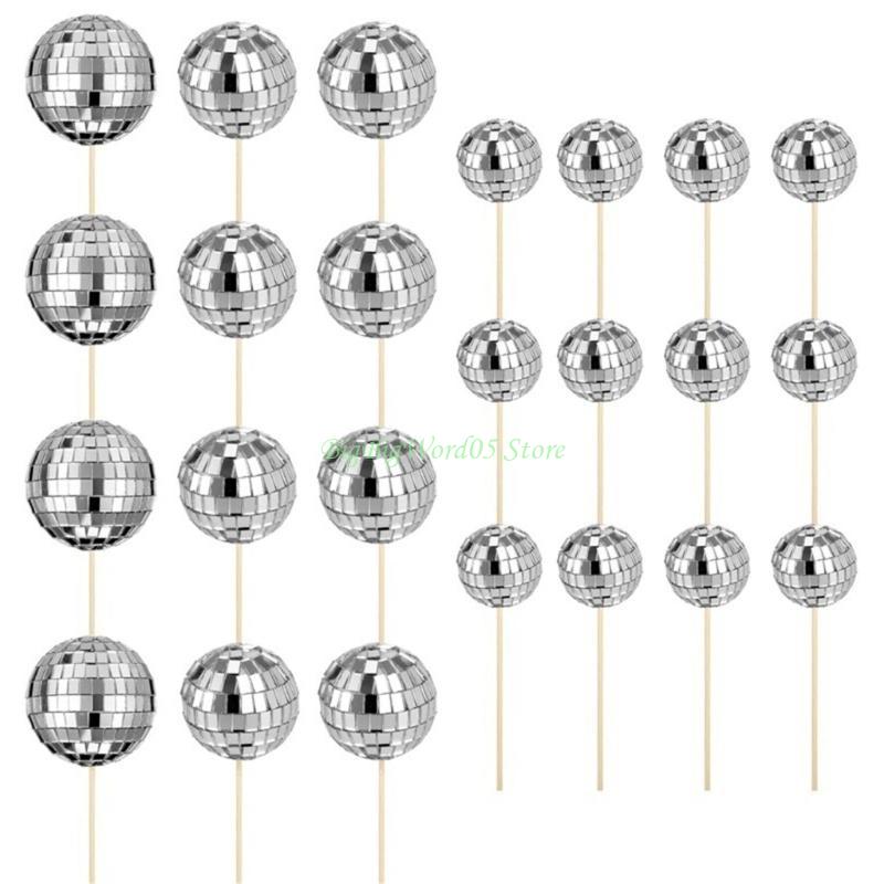 24TE 24pcs Discos Mirror Ball Cake Insert Cupcake Toppers Ornament for Themed Parties срібний
24TE 24pcs Discos Mirror Ball Cake Insert Cupcake Toppers Ornament for Themed Parties срібний