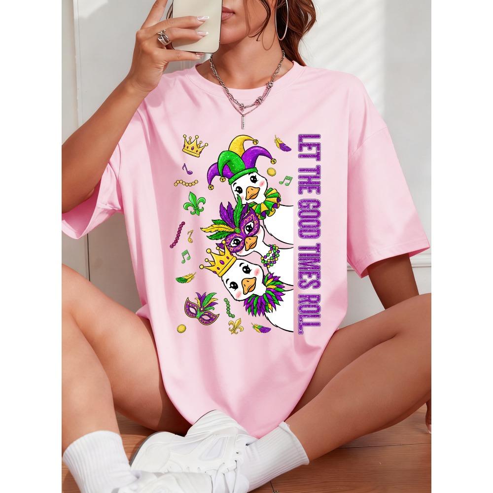 Let The Good Times Roll Mardi Goose Print Women T-Shirt Casual Breathable Short Sleeve Cotton Loose Tops O-Neck T Shirts 3XL
Let The Good Times Roll Mardi Goose Print Women T-Shirt Casual Breathable Short Sleeve Cotton Loose Tops O-Neck T Shirts 3XL