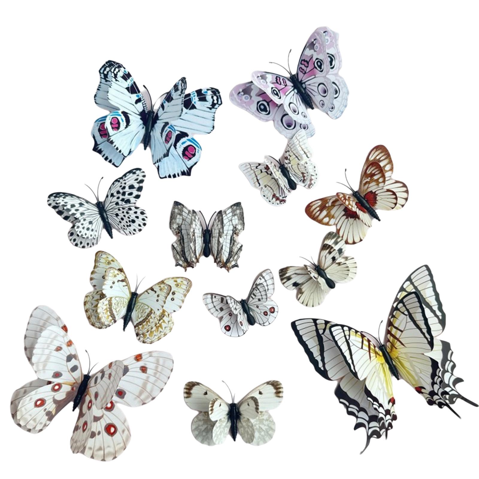 Упаковка из 24 красочных украшений для торта в виде бабочек, аксессуары для украшения торта, вставки для торта для декора на день рождения белый