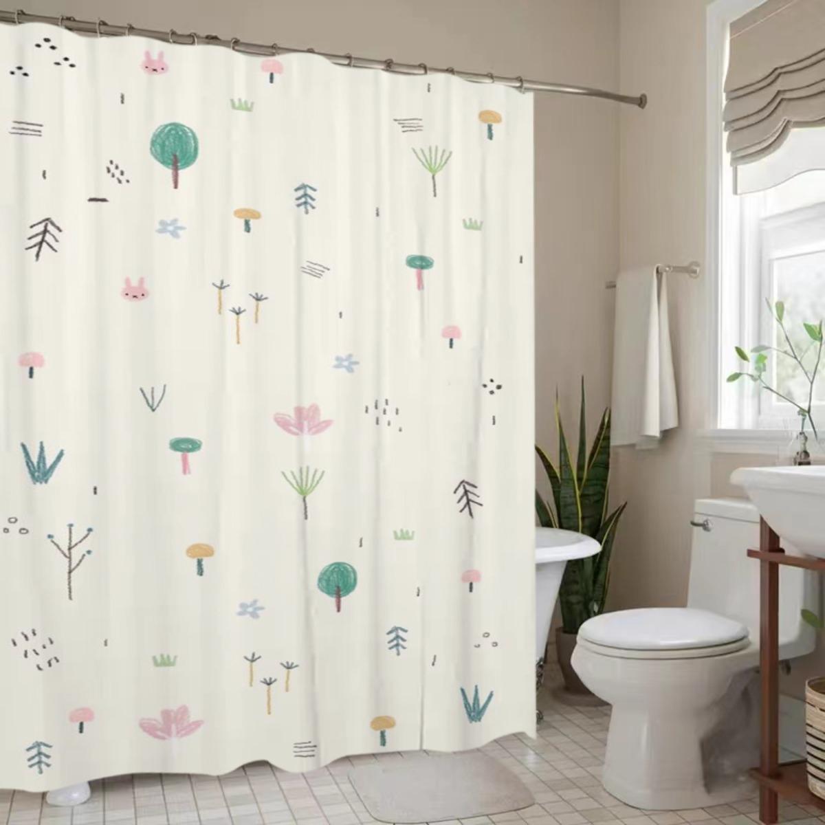 Nature-Inspired Polyester Shower Curtain, Light Beige With Whimsical Floral & Fungal Patterns, Ideal For Spring & Summer W60H190(CM)-1 Pcs
Nature-Inspired Polyester Shower Curtain, Light Beige With Whimsical Floral & Fungal Patterns, Ideal For Spring & Summer W60H190(CM)-1 Pcs
