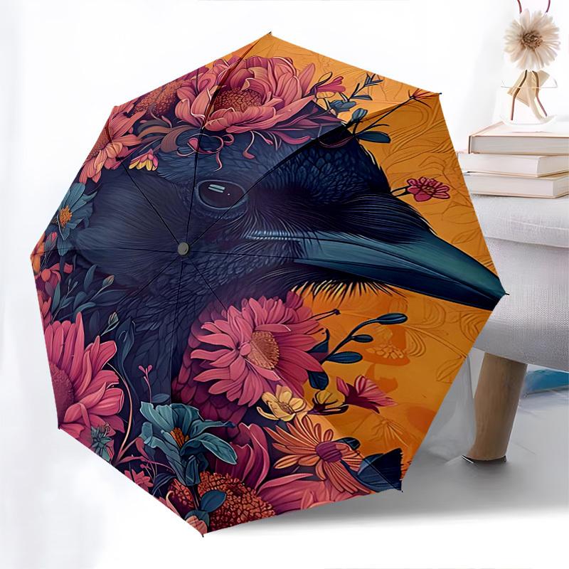 1pc Floral Crow Head Automatic Folding Umbrella, Portable 3-Fold Design with 8-Bone Iron Frame, Outdoor, Gift for Fans, Travelers, Daily Use.B042
1pc Floral Crow Head Automatic Folding Umbrella, Portable 3-Fold Design with 8-Bone Iron Frame, Outdoor, Gift for Fans, Travelers, Daily Use.B042