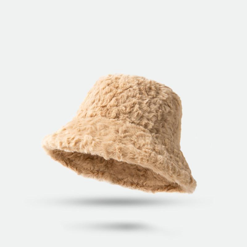 Осенне-зимняя шапка женская с имитацией кроличьей шерсти шляпа-ведро милая плюшевая корейская шапка теплая толстая шляпа-чаша