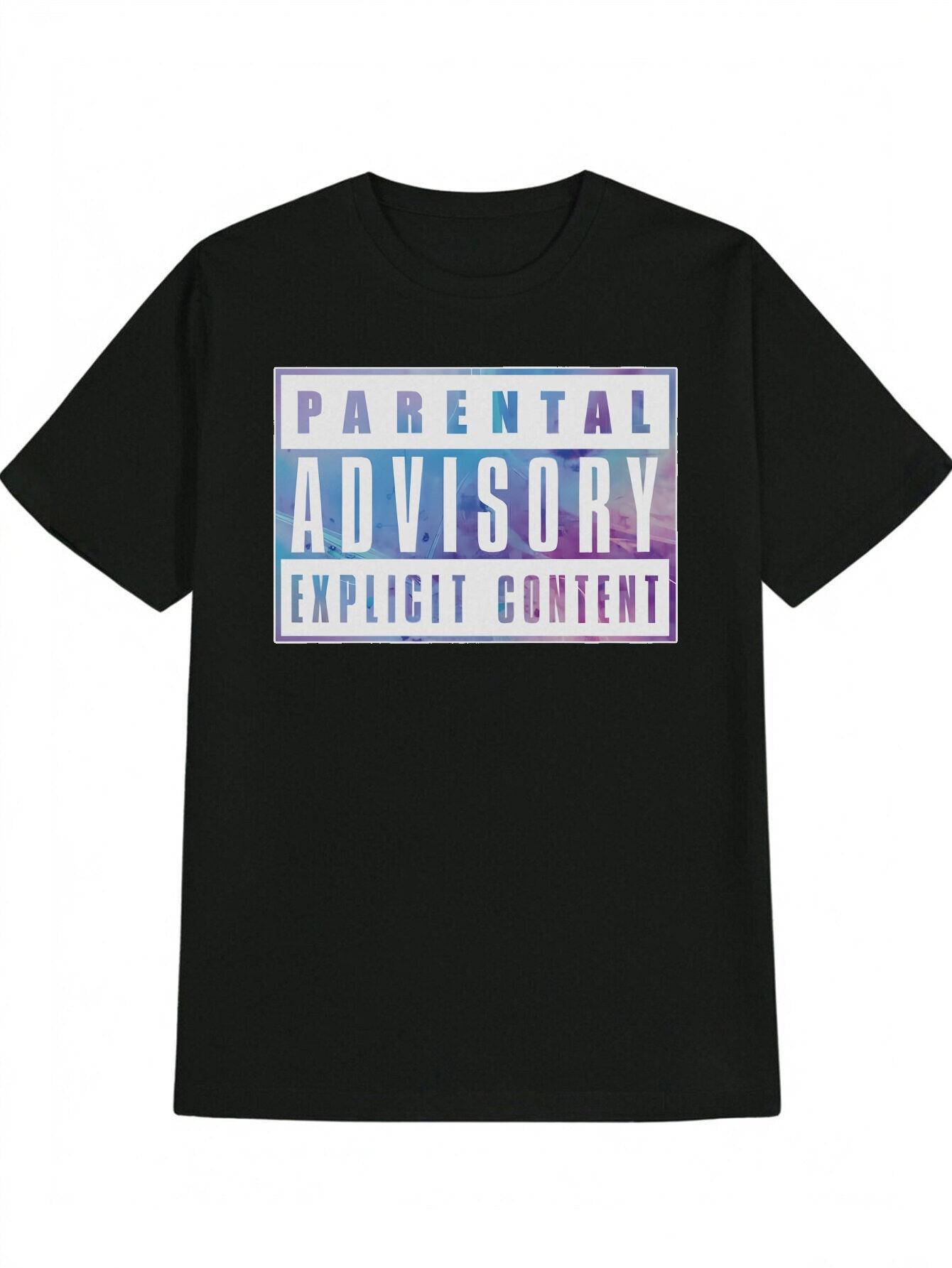 Casual Round Neck T-shirt with Parental Advisory Explicit Content Graphic - Gradient Blue & Purple Rectangular Frame Design XXXL
Casual Round Neck T-shirt with Parental Advisory Explicit Content Graphic - Gradient Blue & Purple Rectangular Frame Design XXXL
