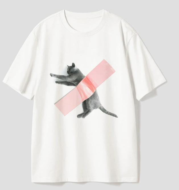Trendy Funny Cat Taped Graphic T Shirt Cute Animal Meme Design Shortsleeved Tee Casual Versatile Streetwear Top for Cat Lovers S
Trendy Funny Cat Taped Graphic T Shirt Cute Animal Meme Design Shortsleeved Tee Casual Versatile Streetwear Top for Cat Lovers S
