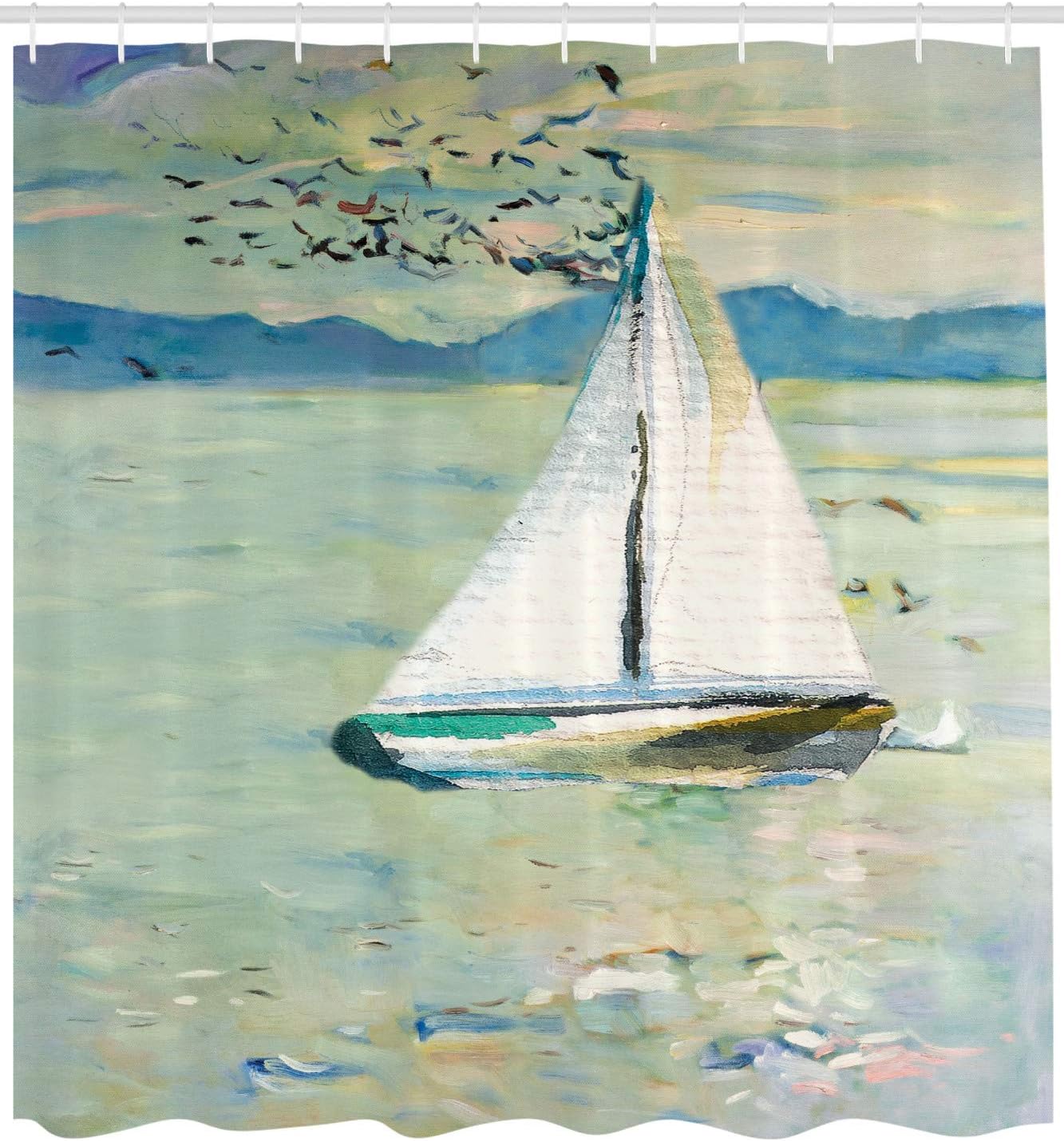 Art Shower Curtain, Monet Sailing Boat Yacht Birds Watercolor Brushstroke Composition, Cloth Fabric Bathroom Decor Set W60H190(CM)-1 Pcs
Art Shower Curtain, Monet Sailing Boat Yacht Birds Watercolor Brushstroke Composition, Cloth Fabric Bathroom Decor Set W60H190(CM)-1 Pcs