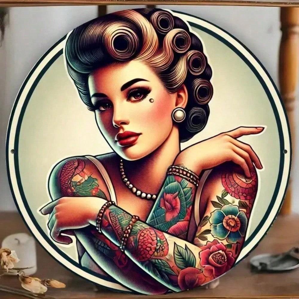 Retro Tattoo Girl Vintage Round Metal Sign Weatherproof Woman Wall Art Home Bar Garage Decor різнокольоровий
Retro Tattoo Girl Vintage Round Metal Sign Weatherproof Woman Wall Art Home Bar Garage Decor різнокольоровий